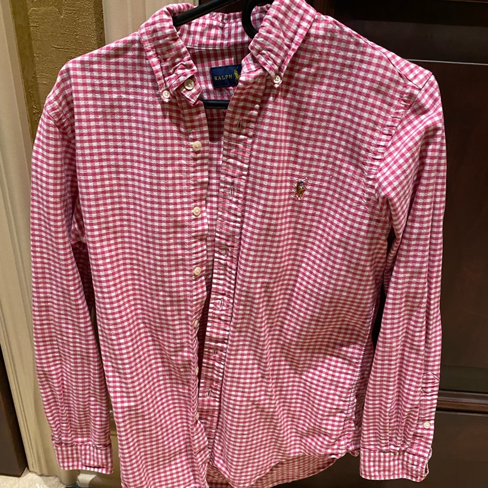 Men’s Ralph Lauren Bright Red/Pink LS Polo Size S